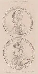 Üzerinde Fatih Sultan Mehmed'in Portresinin bulunduğu ve Jean Fricaudet ve Gentile Bellini Tarafından Yapılan Madalyonlar