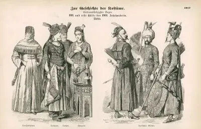 17.Yüzyıl ve 18.Yüzyılın Başında Türkler-Sokak Kıyafeti İle Bir Kadın, Padişah Karısı (Sultan), Padişah ve Dansöz Kıyafetleri-Türk Askerleri