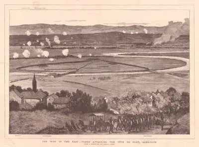 Osmanlı ve Sırplar Arasındaki Alekseniç Savaşında Türk Ordusu Tarafından Morava Nehrinin Üzerindeki Köprülere Saldırılması