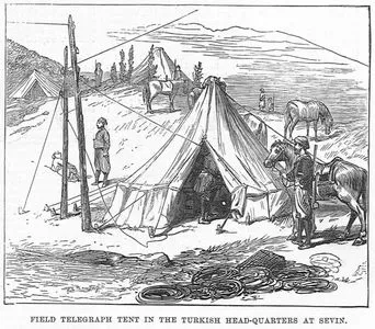 1877-1878 Osmanlı-Rus Savaşı (93 Harbi) Sırasında Zivin'de Bulunan Muhtar Paşa Karargahındaki Telgraf Çadırı