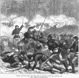 1877-1878 Osmanlı-Rus Savaşı (93 Harbi) Sırasında Druzani'de Türk Ordusunun Ateşi Altında Rus Piyadelerinin Saldırısı