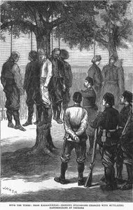 1877-1878 Osmanlı-Rus Savaşı (93 Harbi) Sırasında Eski Zağra'da Müslümanları  Öldüren Bulgarların Karabournar Yalınlarında Asılması