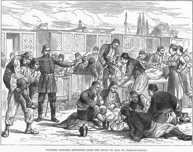 1877-1878 Osmanlı-Rus Savaşı (93 Harbi) Sırasında Savaşta Yaralanan Askerlerin Cepheden İstanbul'a Tren İle Dönüşleri