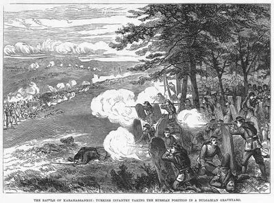 1877-1878 Osmanlı-Rus Savaşı (93 Harbi) Sırasında Gerçekleşen Kara Hasan Köyü Savaşinda Türk Piyadelerinin Bulgar Mezarlığında Bulunan Rus Mevzilerini Ele Geçirmeleri
