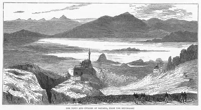 1877-1878 Osmanlı-Rus Savaşı (93 Harbi) Sırasında Doğubayazıt Kalesi ve  Doğubayazıt İlçesinin Güneydoğudan Görünüşü