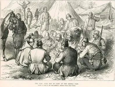 1877-1878 Osmanlı-Rus Savaşı (93 Harbi) Sırasında Şıpka Geçitinde Bulunan Türk Ordusunun Kampında Askerlerinin Kendilerine Gelen Mektuplara Bakmaları