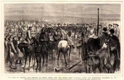 1877-1878 Osmanlı-Rus Savaşı (93 Harbi) Sırasında Plevne'nin Düşmesinden Sonra 10 Aralık 1877 Tarihinde Gazi Osman Paşa İle Grandük Nikolay Nikolayeviç'in Buluşması Ve Sonrasında Grandük Nikolay Nikolayeviç Gazi Osman Paşanın Elini İçtenlikle Sıkarak "Plevne Savunmanızdan Dolayı Sizi Tebrik Ederim. Plevne Savunmanız¸ Askeri Tarihin En Muhteşem Kahramanlıklarından Biri Olmuştur.” Demesi