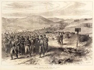 1877-1878 Osmanlı-Rus Savaşı (93 Harbi) Sırasında Plevne'de Esir Düşen Türk Askerlerinin Plevne'den Götürülmesi