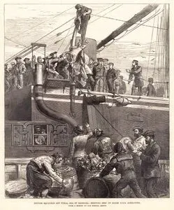 1877-1878 Osmanlı-Rus Savaşı (93 Harbi) Sırasında Marmara Denizinde Tuzla Açıklarıda Bulunan İngiliz Donanmasına Bağlı "HMS Alexandra" İsimli Gemiye Yiyecek Yüklenmesi