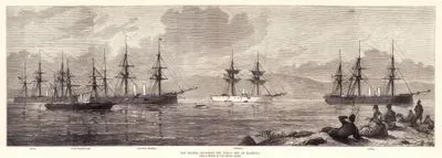 1877-1878 Osmanlı-Rus Savaşı (93 Harbi) Sırasında Marmara Denizinde Tuzla Açıklarıda Bulunan İngiliz Donanması-Sultan, Torch (Sevkiyat Teknesi), Alexandra(Amiral Gemisi), Temeraire, Achilles