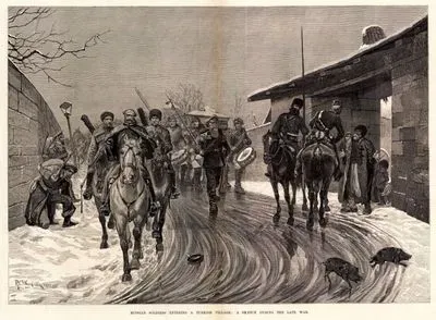 1877-1878 Osmanlı-Rus Savaşının (93 Harbi) Sonunda Rus Askerlerinin Bir Türk Köyüne Girmeleri