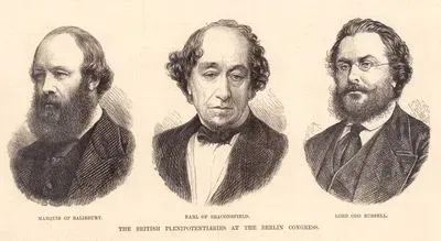 1877-1878 Osmanlı-Rus Savaşı (93 Harbi) Sonrası Yapılan Berlin Kongresine İngiltere'yi Temsilen Katılan Salisbury Markisi Robert Gascoyne, Beaconsfield Kontu Benjamin Disraeli Ve Lord Odo Russell