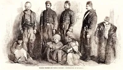 1853-1856 Osmanlı-Rus Savaşı (Kırım Savaşı) Sırasında Evpatorya'da Türk Askerleri Ve Tatar Çocuklar