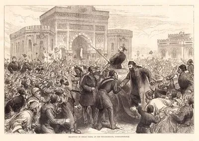 Gazi Osman Paşa'nın 1877-1878 Osmanlı-Rus Savaşından (93 Harbi) Sonra Beyazıt Meydanında (Savunma Bakanlığında) Halk Tarafından Sevgi Gösterisiyle Karşılanması