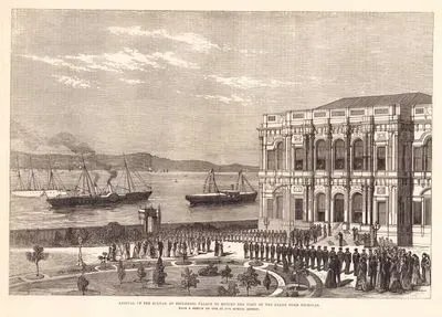 1877-1878 Osmanlı-Rus Savaşı (93 Harbi) Sonunda İstanbul'a Gelen Grandük Nikolay Nikolayeviç'i Yolcu Eden Pahişah II.Abdülhamit'in Beylerbeyi Sarayına Gelişi