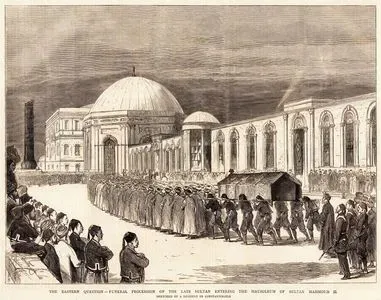 Osmanlı Padişahı Sultan Abdülaziz'in Cenaze Alayının Sultan II.Mahmut Türbesine Girişi