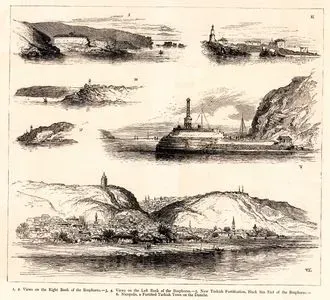1.2.Boğaziçinin Sağ Kıyısındaki Manzaralar 3.4.Boğaziçinin Sol Kıyısındaki Manzaralar 5.Boğaz'ın Karadeniz Kıyısında Yeni Türk Tahkimatı 6.Tuna 
Nehri Üzerindeki Türk Kasabası Niğbolu