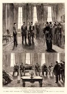 İngiliz Büyükelçisi Henry Elliot'in Güven Mektubunu Dolmabahçe Sarayında Padişah II.Abdülhamit'e Sunması 1. Toplantıda Hazır Bulunanlar 
2.Toplantı Sonrası