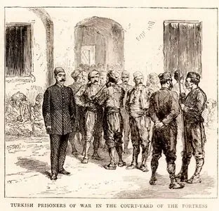 1876-1877 Osmanlı-Sırp Savaşı Sırasında Esir Alınan Türk Askerleri Bir Kalenin Avlusunda