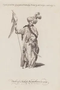 Sarıklı, Palalı ve Sağ Elinde Hilalli Sancağı ile 1749 Yilindaki Türk Sancağı (Yeniçeri)