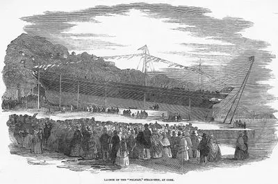 Buharlı Gemi "Pelican'ın" İrlanda'nın Cork Şehrinde Denize İndirilişi