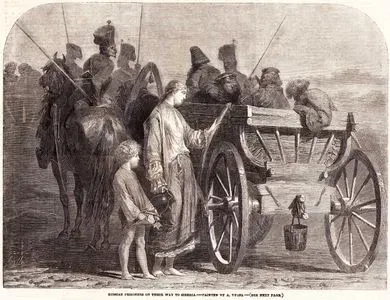 At Arabası İle Sibiryaya Götürülen Rus Mahkumlar