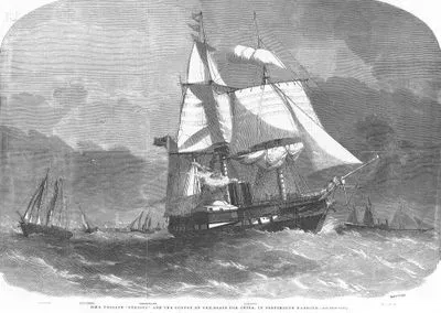 Portsmouth Limanında Çine Gidecek Olan Kraliyet "Furios" Fırkateyni ile "Nimrod", "Surprize", "Cormorant" ve "Roebuck" İsimli Gemiler