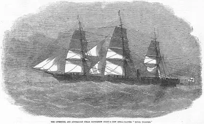 The Liverpool And Australian Steam Navigation Şirketinin Buharlı ve Yelkenli Gemisi "Royal Chartee"