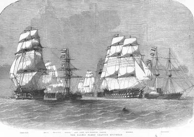 Baltık Donanması Spithead'den Ayrılıyor,  "James Watt", "Hogue", "Edinburgh", "Basilisk", "Ajax", "Caesar", "D.Of Wellington", "Colossus", "Blenheim" ve "Magicienne"  İsimli Gemiler