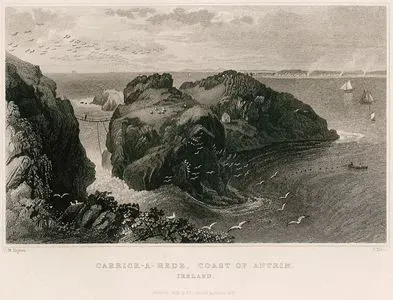 Kuzey İrlanda'da Antrim Sahilinde Carrick A Rede Adası