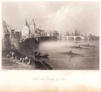 Ulm Şehrinin Köprüsü Ve Şehrin Duvarları