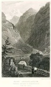 Güneyden Caernarvonshire Bölgesinin Ana Girişi Aberglaslyn Köprüsü
