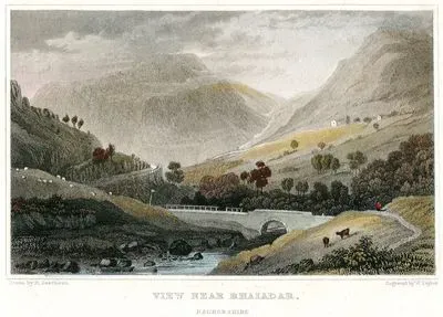 Rhayader Kasabası Yakınlarında Wye Nehri ve Vadi, Radnorshire