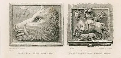 Great East Cheap Caddesinde Bulunan Domuz Başı, Pl.113-Holborn Köprüsünün Yakınında Bulunan Eski Tablet, Pl.114