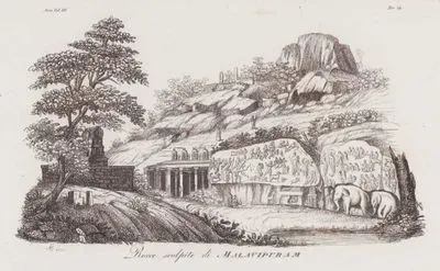 Hindistan'ın Mahabalipuram Şehrinde Kabartma Oymalarla Kaplı Antik Tapınaklar Ve Kayalar, Asya Cilt III. Resim 34.