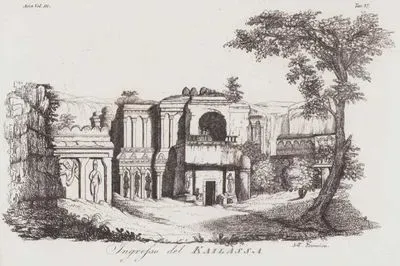 Kayaya Oyulmuş Hindu Tapınakları Ellora Mağaralarında Kailasa Tapınağının Girişi, Maharashtra, Hindistan, Asya Cilt III. Resim 37.