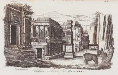 Kayaya Oyulmuş Hindu Tapınakları Ellora Mağaralarında Kailasa Tapınağının Güneydoğu Görünümü, Maharashtra, Hindistan, Asya Cilt III. Resim 39.