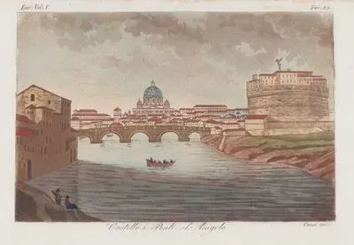 Tiber Nehri Üzerindeki Kutsal Melek(Sant Angelo) Kalesi Ve Hadrian(Sant Angelo) Köprüsü, Roma, Avrupa. Cilt V. Resim 49.