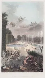 Versailles Sarayının Bahçesindeki Ejderha ve Neptün Havuzu Manzarası İle Apollo'nun Ejderhayı Öldürmesi