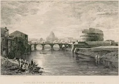 Tiber Nehri Üzerindeki Kutsal Melek(Sant Angelo) Kalesi Ve Hadrian(Sant Angelo) Köprüsü