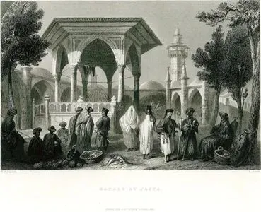 Mahmudiye Camii ve Ebu Nabbut Şadırvanın Yanındaki Pazar, Yafa
