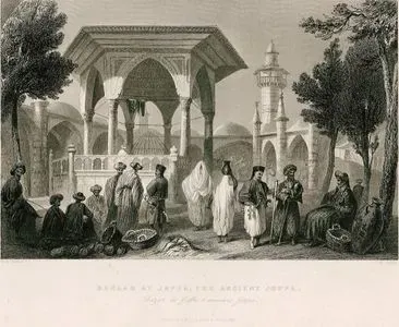Mahmudiye Cami ve Ebu Nabbut Şadırvanın Yanındaki Pazar, Yafa, Eski Joppa