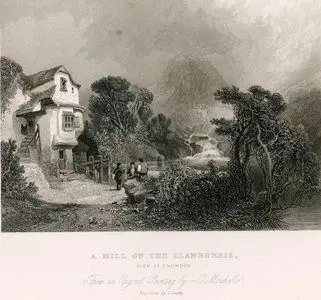 Snowdon Dağı ile Birlikte Llanberris'de Bir Değirmen