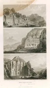 Petra Antik Kenti (Edom), Kuzeydoğudan Petra'nın Genel Görünümü, Corinthian Sütunları İle Birlikte Evler, Ed Deir 
Tapınağı (Manastırı)