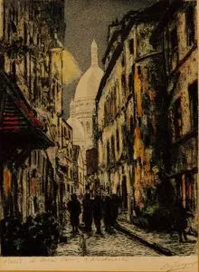 Paris'de Saint Rustique Caddesinden Sacre Coeur de Montmartre Katedrali