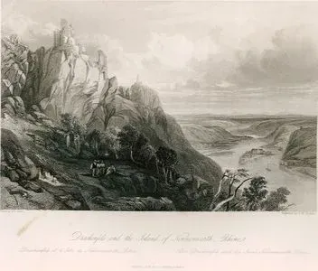 Ren Nehri Üzerinde Drachenfels Tepesi Ve Nonnenwerth Adası