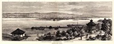 93 Harbi Sırasına Yergöğü'ndan Rusçuk Şehri, A.Türk Siperleri B.Türk Ordusunun Kampı C.Tren İstasyonu