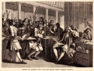Çalışkanlık Ve Tembellik-Plate 10-Tom İdle Yargıçlığa Yükselmiş Olan Francis Goodchild'a Suç Ortaklarının İddialarının Doğru Olmadığını İkna Etmeye Çalışması